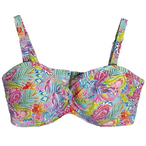 Sunsets Curve Plus Size Floral Print Twist Underwire Bikini Top - Picture 4 of 7